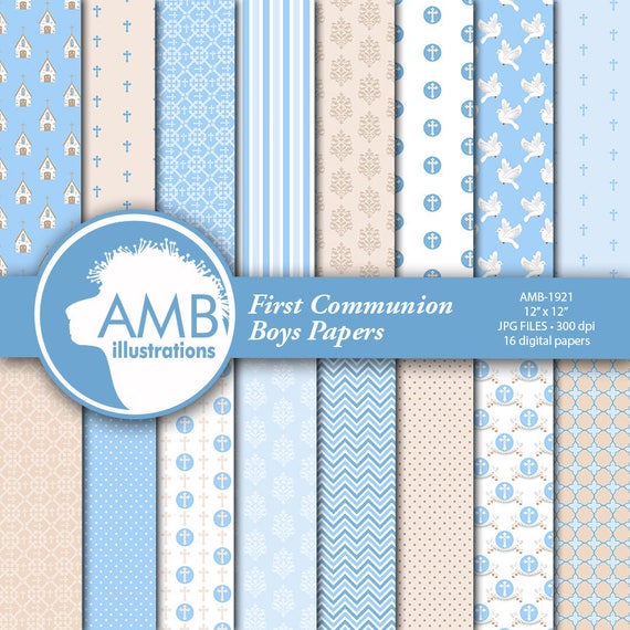 Christian Digital Papers, Boy or Girl First Communion Papers, Church Digital Paper, Religious paper, Commercial Use, AMB-1921 Il_570xn