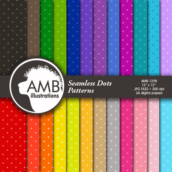 Dot Digital Papers, Polka Dot Digital Pattern, Color on color backgrounds, scrapbook papers for invites and crafts, AMB-1298 Il_570xn