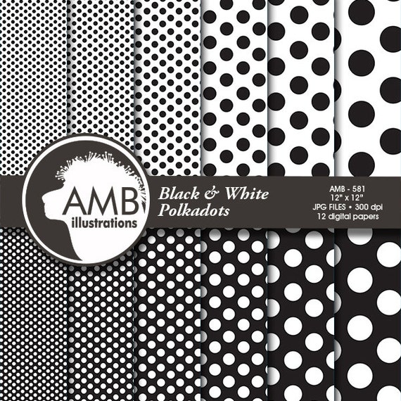 Black Dot digital paper, scrapbook papers, digital backgrounds, commercial use, instant download, AMB-581 Il_570xn