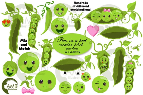 Peas in a pod Clipart, Two peas in a pod, DIY create your own peas in a pod, comm. use, instant download clipart AMB-2767 Il_570xn