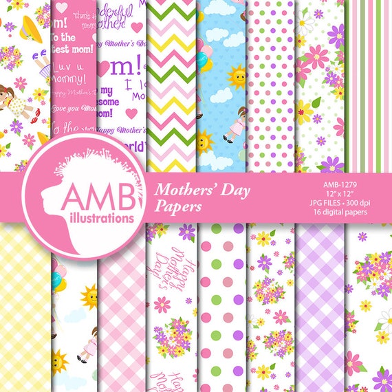 Mother's Day Digital Paper Mother's Day Floral Etsy