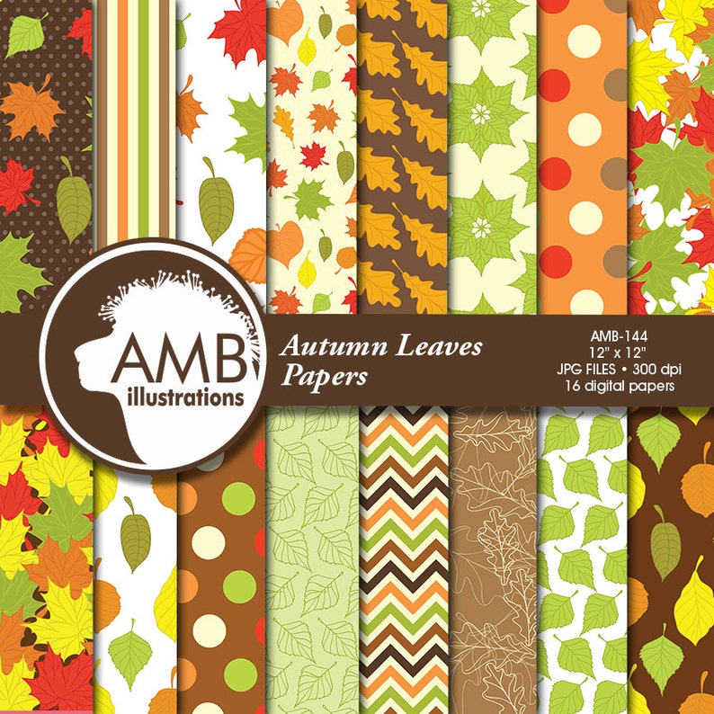 Autumn Leaves Digital Papers Autumn Scrapbooking Papers | Etsy