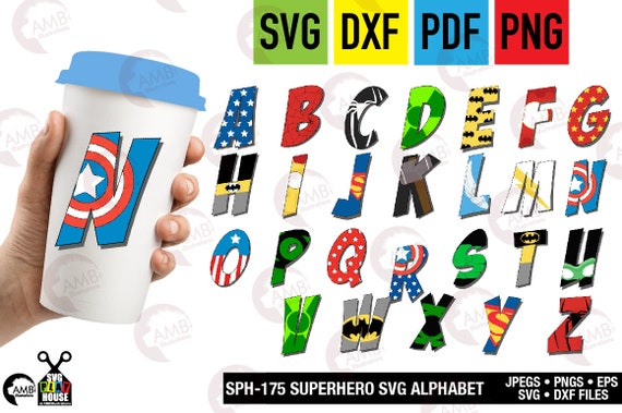 Superhero Letter SVG, Alphabet clipart, Superhero Letter CUT files School Clipart, commercial use, SPH175 Il_570xn