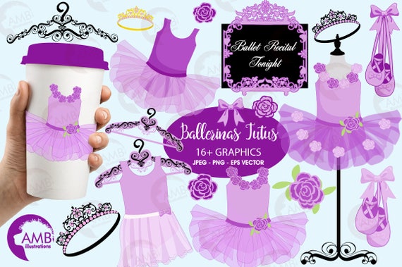 Ballet clipart, Ballerina clipart, ballerina tutus, Lavender Ballet Costumes, for invites and scrapbooking, commercial use, AMB-1318 Il_570xn