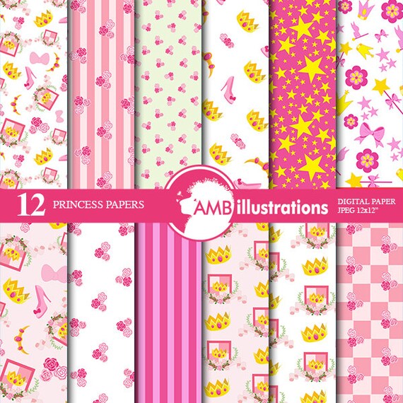 80%OFF Princess digital paper, fairy paper, princess, fairy scrapbook papers, fariy images, commercial use, AMB-905 Il_570xn