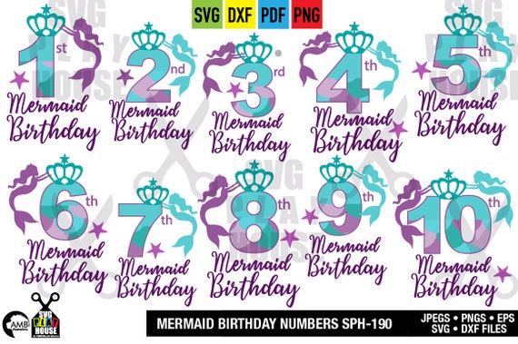 Mermaid Birthday Numbers Mermaid Numbers Monogram Svg Etsy