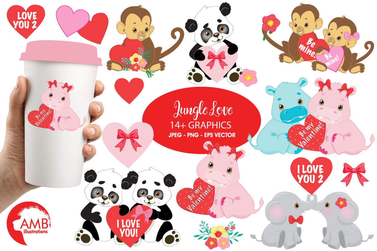 Jungle love. Animal Valentines Cut out. Love is свадьба PNG.