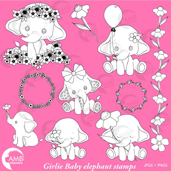 Download Elephant Babies Digital Stamps Nursery Baby Elephant Stamp Etsy PSD Mockup Templates