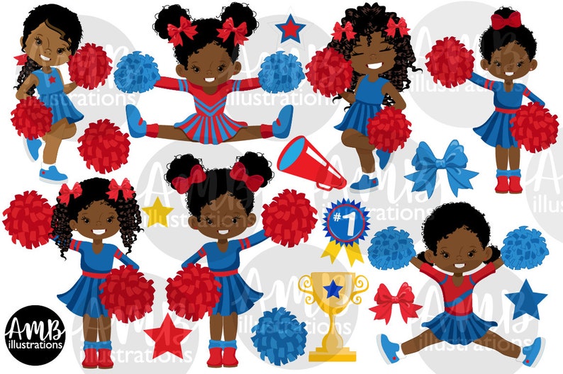 Cheerleader Clipart African American Cheerleader Clip Art | Etsy