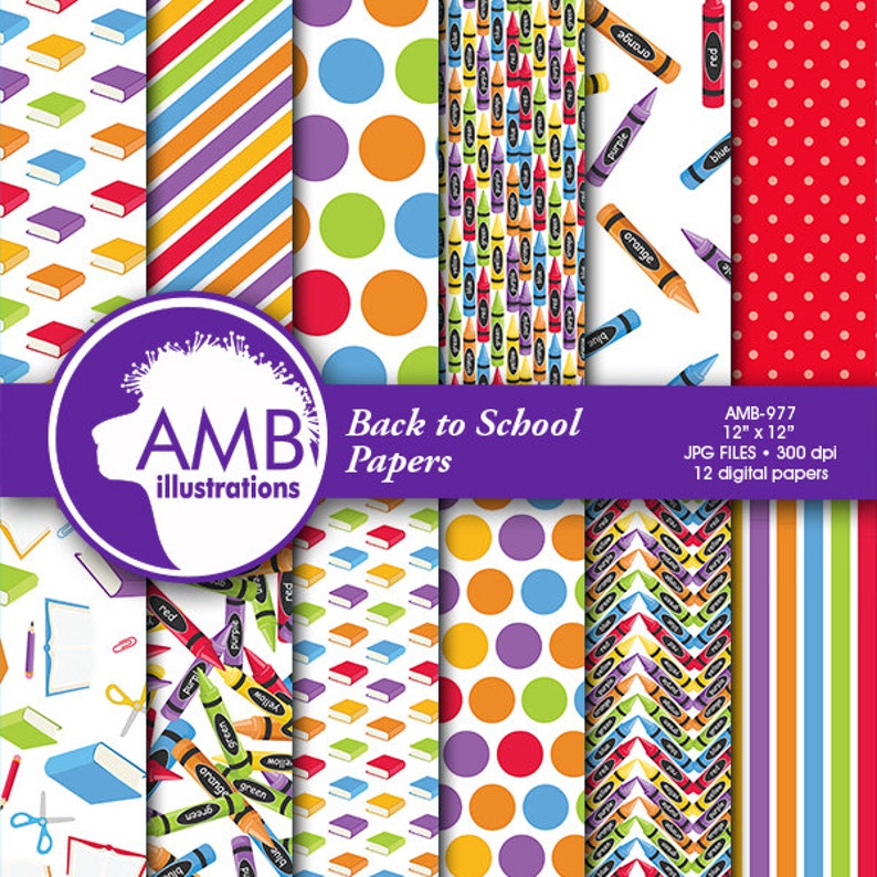 School Digital Papers Classroom Scrapbook Papers Painting Etsy