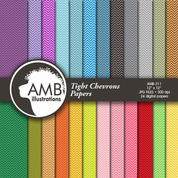 Chevron digital papers, Multi-colored Chevrons, patterned backgrounds, commercial use, AMB-311 Il_570xn