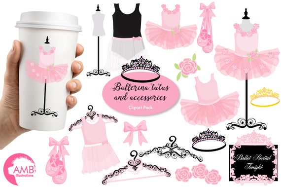 Ballerina clipart, Ballet clipart, ballerina tutus, Pink Ballet Costumes, for invites and scrapbooking, commercial use, AMB-1308 Il_570xn