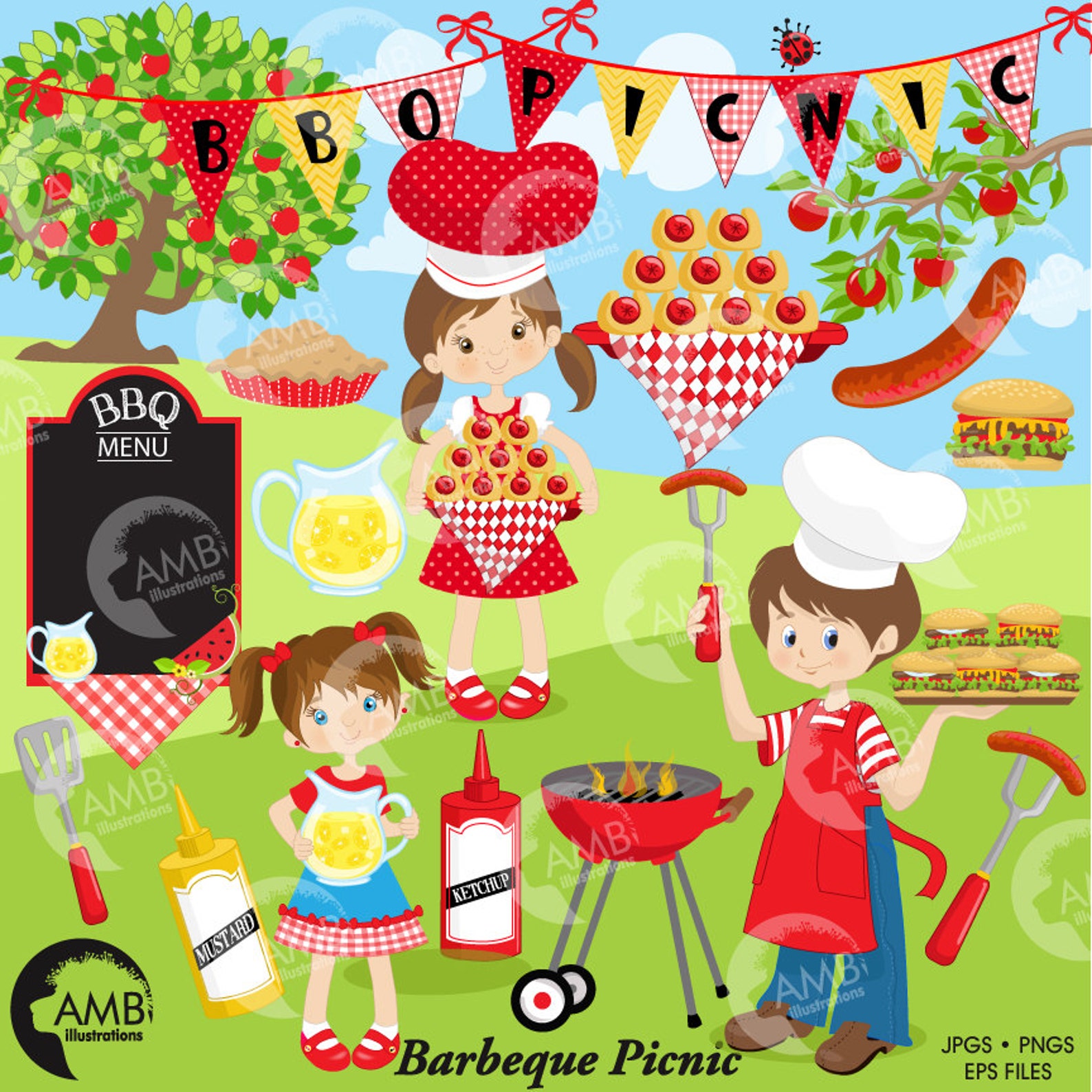 BBQ clipart Picnic clipart Barbecue clipart Grill food image 1.
