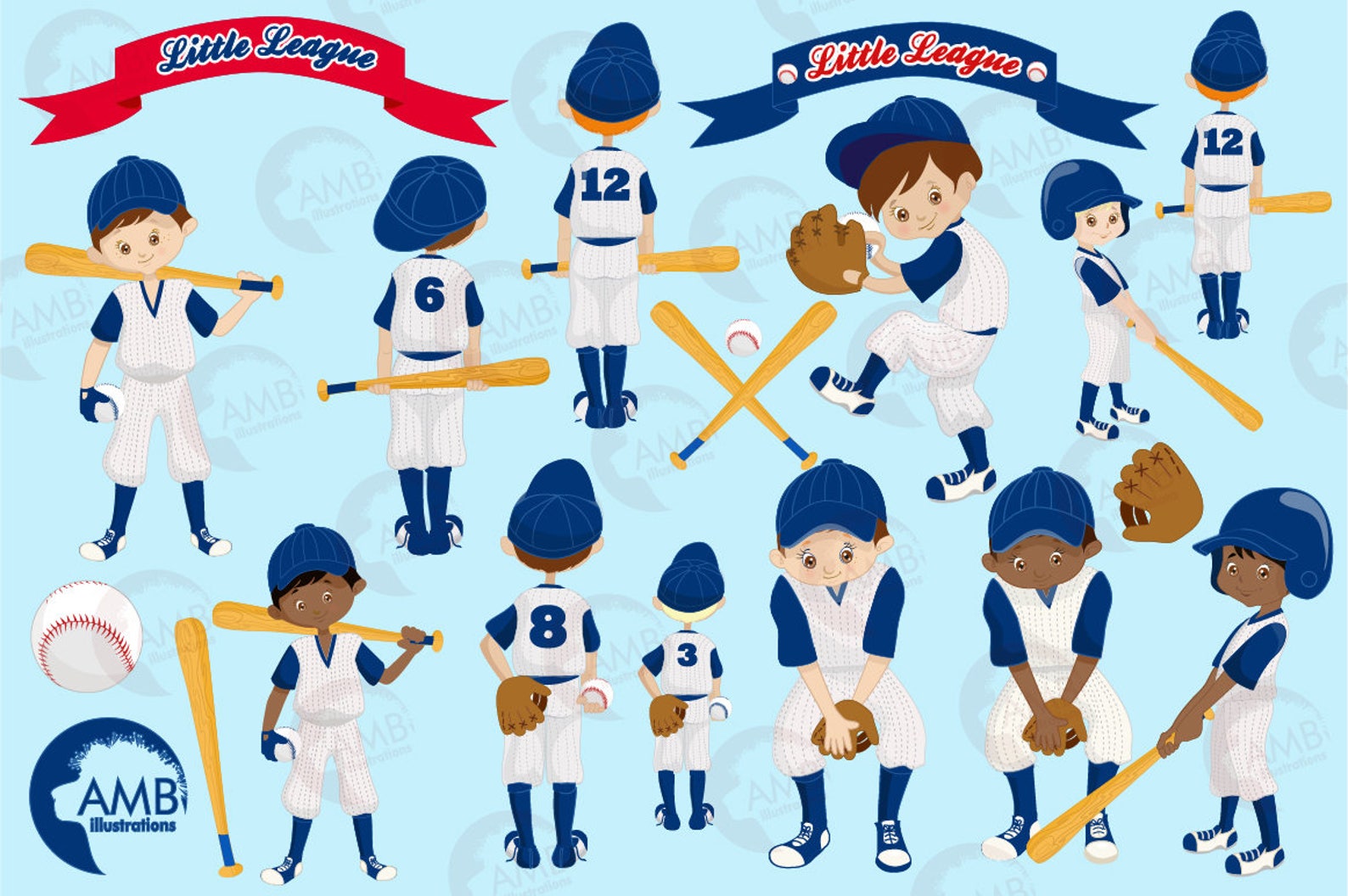 Baseball Clipart Yankee Blue Clipart Baseball Team Clipart Etsy