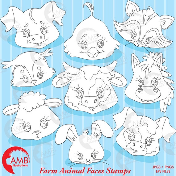 Download Set of 27 Vector Farm Animals Digital stamps. Black and ...