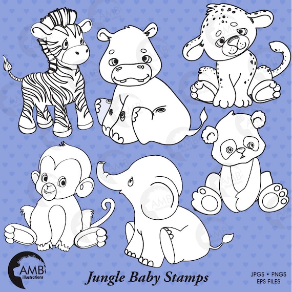 Download Jungle Animals Stamps Baby Animal Stamps Jungle Babies Etsy PSD Mockup Templates