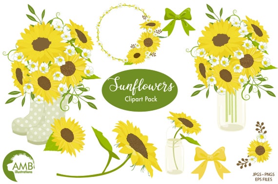 Download Sunflower clipart Wedding clipart shabby chic sunflowers ...