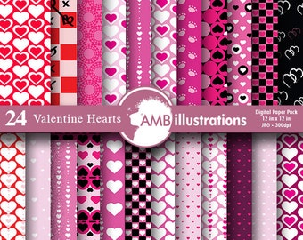 80%OFF Heart digital papers, Valentine digital papers, valentine papers, commercial use, scrapbook, backgrounds, AMB-323