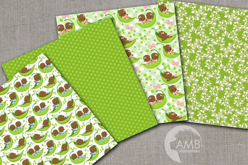 Baby Peas in a Pod Digital Papers Pea Paper Nursery Etsy