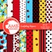 Marlies reviewed Ladybug digital papers, Red ladybug papers, Insects, pretty little ladybug scrapbook papers, commercial use, AMB-1059