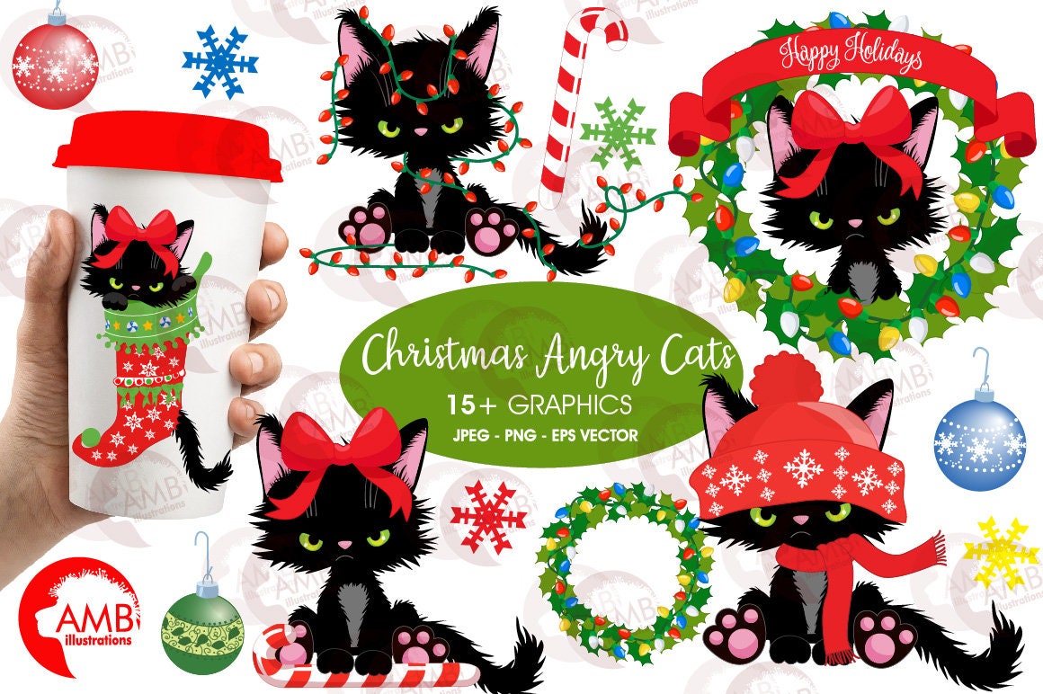 angry christmas cat