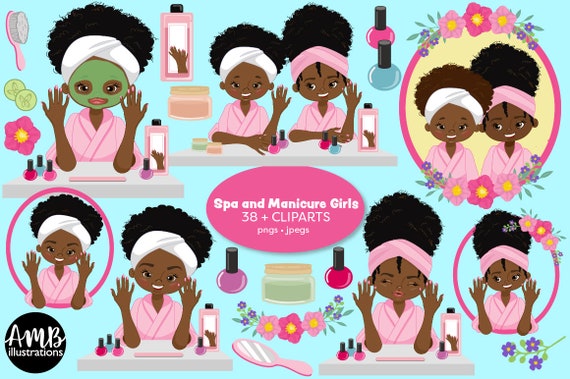 Girls Spa Day Clipart, Spa and manicure girls, Best friends clipart, Sisters clipart, spa day, Commercial Use, AMB-2798 Il_570xn