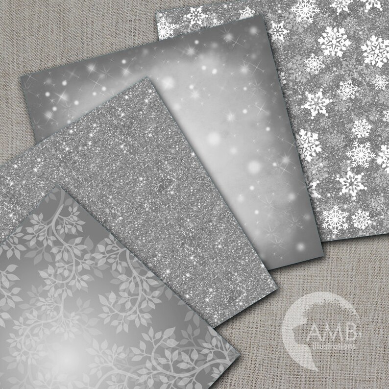 Silver Bokeh Digital Papers Silver Glitter papers Scrapbook Etsy