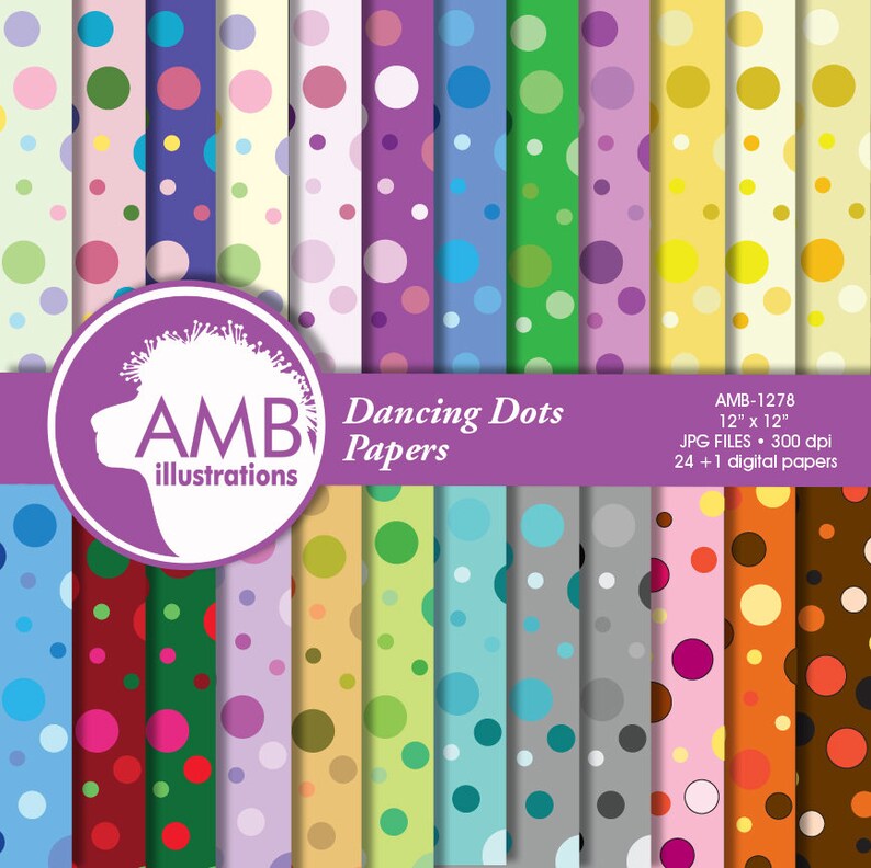 Polkadot Digital Paper Polka Dot Scrapbook Papers | Etsy