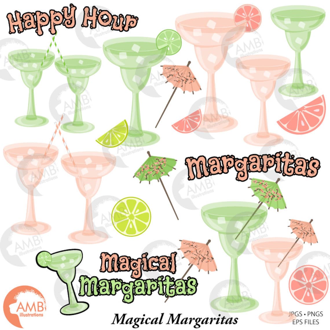 Margarita Clipart happy Hour Clipart Margarita glass | Etsy 