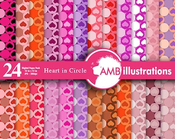 Heart digital papers, Valentine digital papers, scrapbook, backgrounds, commercial use, instant downloads, AMB-330