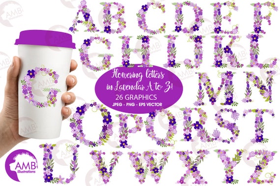 Floral Alphabet clipart, Alphabet clipart Letters A to Z, Floral clipart, TRIO PACK, digital clip art, AMB-2388 Il_570xn