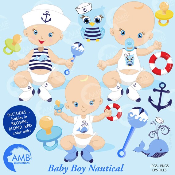 Baby Boy Clipart Baby Boy Sailors Nautische Clipart Anker Etsy