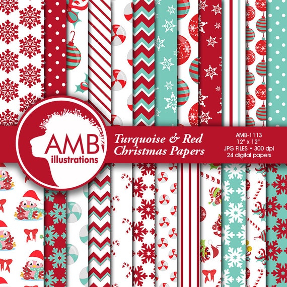 Traditional Christmas digital paper, Holiday Backgrounds, Scrapbooking, comm-use, digital clipart, instant download, AMB-1113 Il_570xn