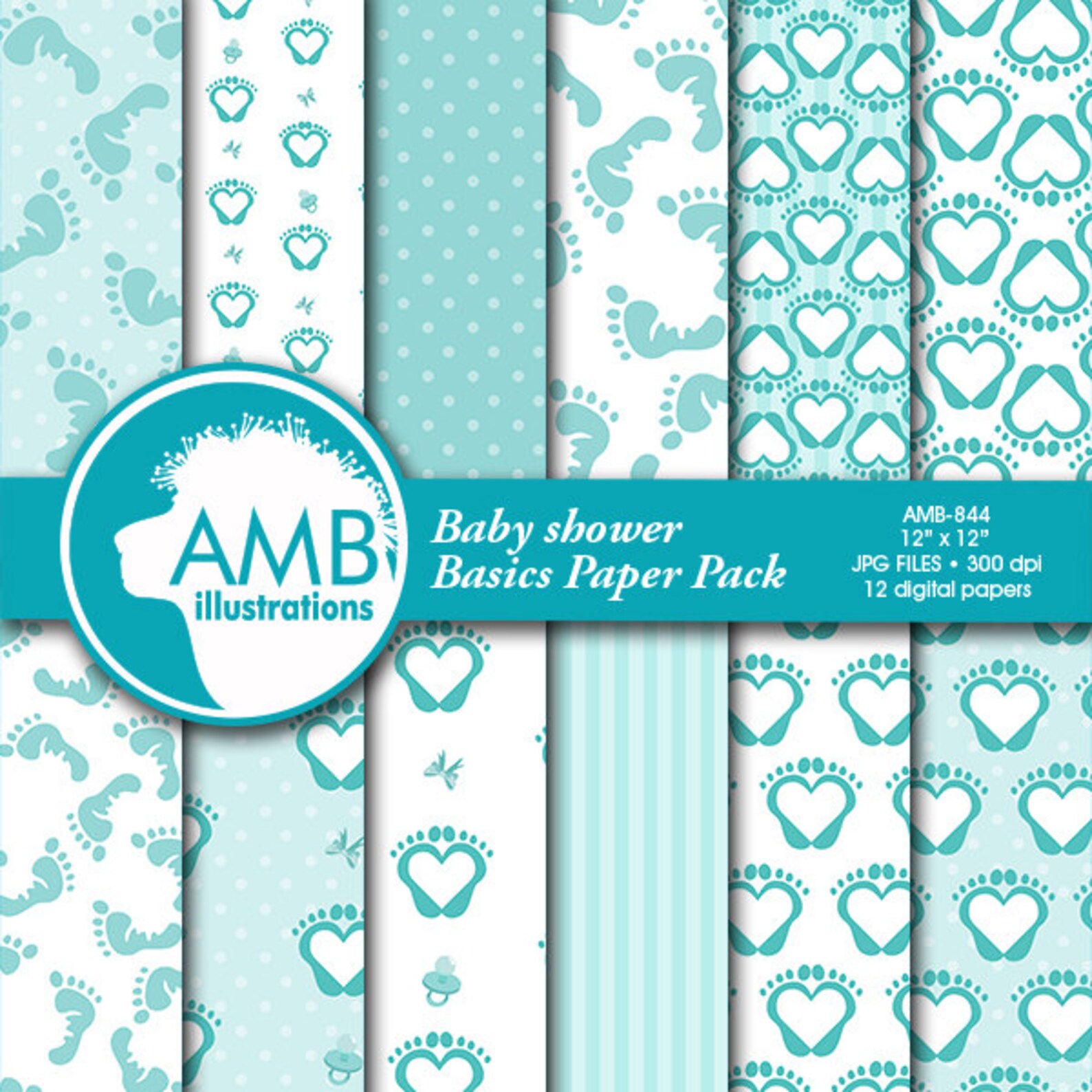 Baby Shower Papers Nursery Digital Papers Newborn Baby Etsy