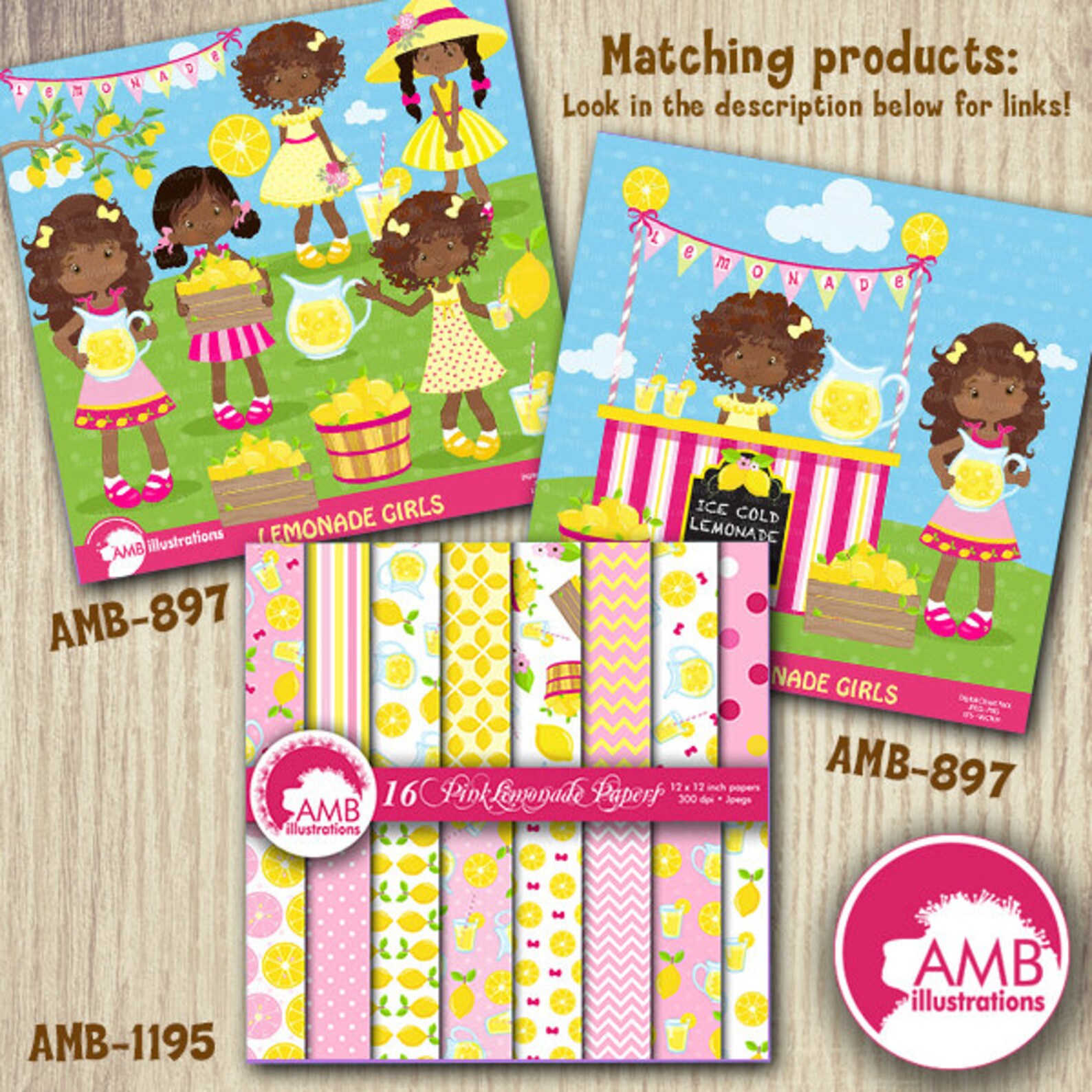 Pink Lemonade Digital Papers Lemon Paper Lemonade Paper Etsy