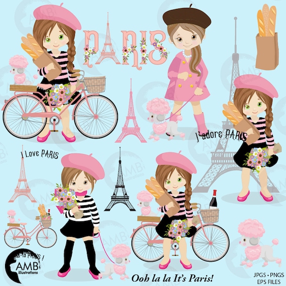 Paris clipart, PINK PARIS Clip Art, Paris Theme Clipart,Parisian Girls clip Art, Vector Paris Clip Art, Eiffel Tower Clipart AMB-2153 Il_570xn