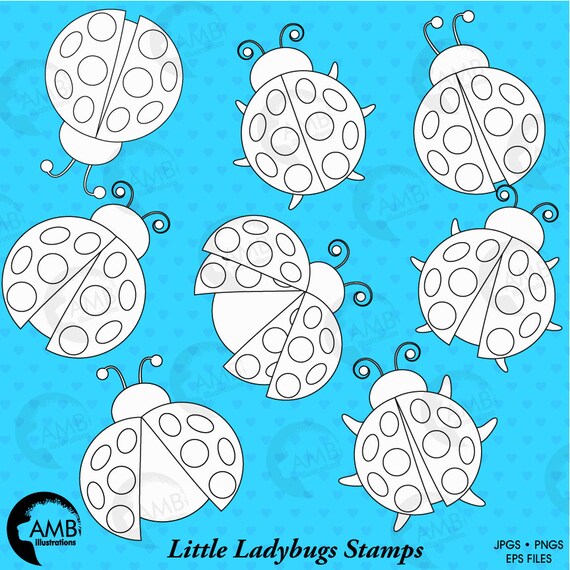 Ladybug clipart, Little Ladybugs Stamps, Insects, Bug Digital Outlines, Digi stamps, Commercial Use, AMB-1090 Il_570xn