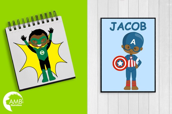 Download Superhero Kids Clipart Super Hero Dark Skin Tone Kids Etsy Yellowimages Mockups