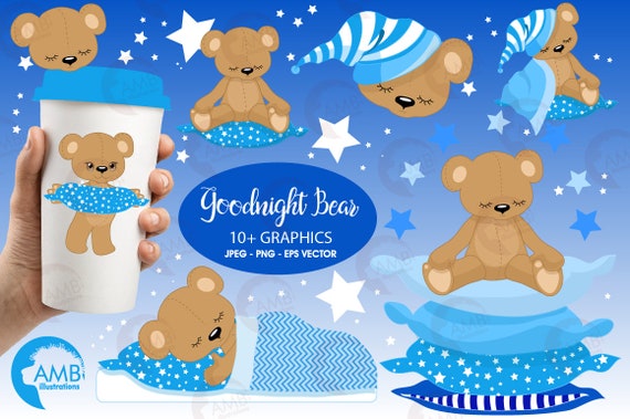 Download Free Teddy Bear Clipart Baby Boy Nursery Clipart Slumber Party Etsy PSD Mockup Template