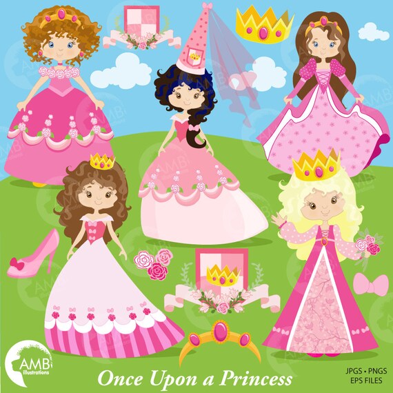 Prinzessin In Rosa Clipart Prinzessinnen Clipart Fee Etsy