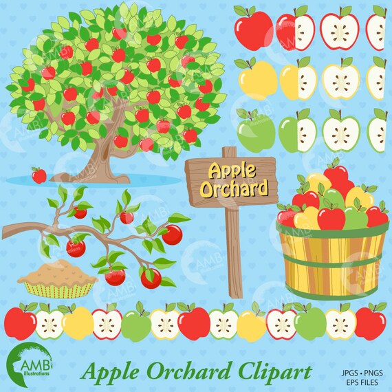 Apple clipart, Apple clip art, Orchard Clipart, Harvest clipart, Fall, Apple Tree, Apple Pie, Bushel Basket clipart, AMB-138 Il_570xn