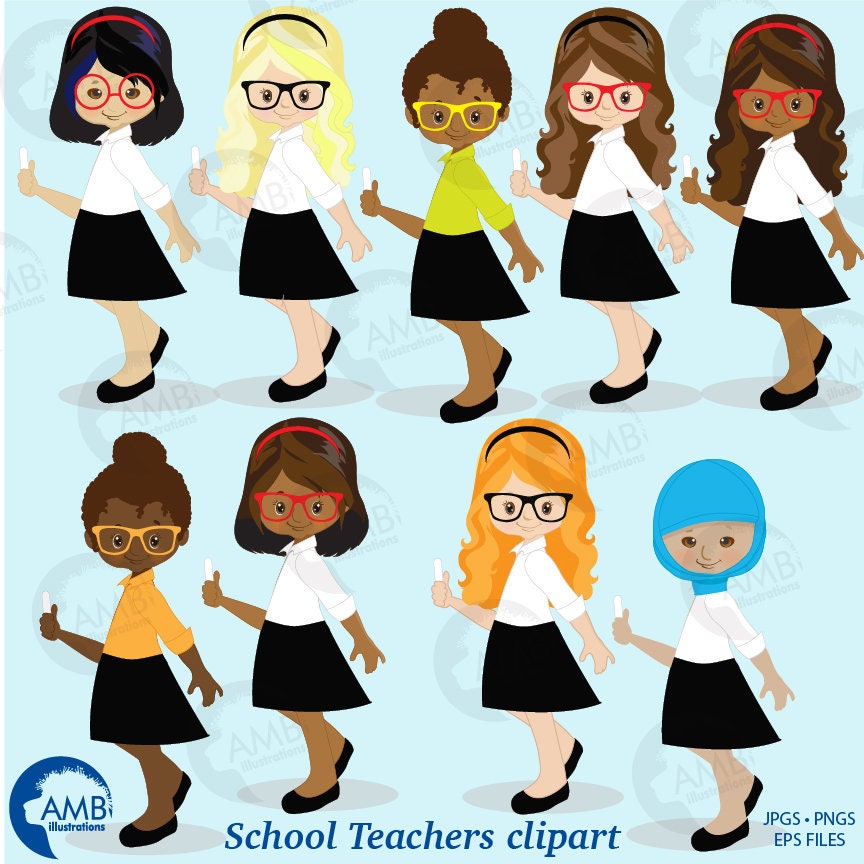 School Teacher Clipart School Teacher Avatar Back To School Etsy