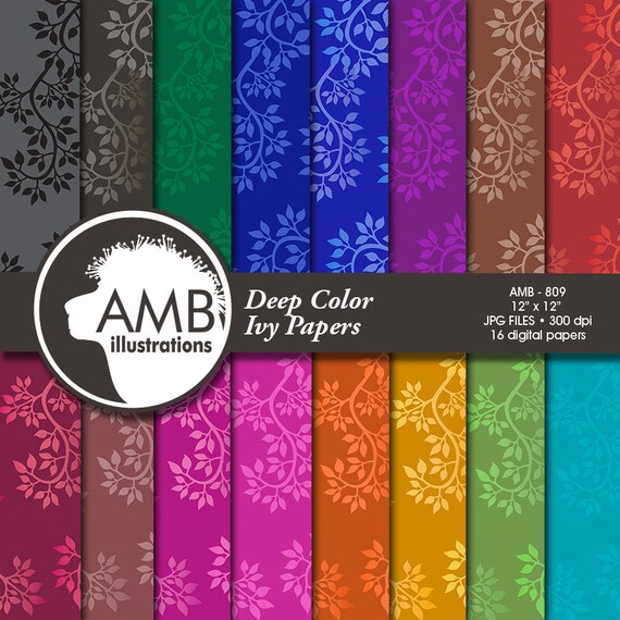 Ivy Leaf Digital Papers, Wedding Digital Papers, Leaves Digital Backgrounds, Foliage Pattern, AMB-809 Il_570xn
