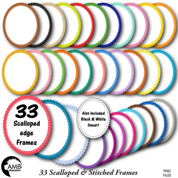 Frames Clipart, Fancy Bright Colored Oval Frames, Transparent Frames Clipart, Pantone Colors, Commercial Use, AMB-1888 Il_570xn