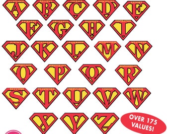 superman alphabet etsy