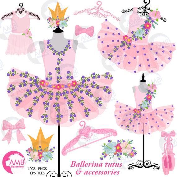 Ballerina clipart, Ballet clipart, ballerina tutus, Pink Ballet Costumes, for invites and scrapbooking, commercial use, AMB-2609 Il_570xn