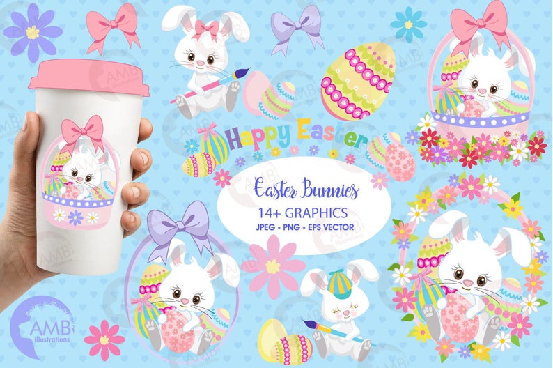 Easter Clipart Bunny Clipart Easter Basket Clipart Easter image 1