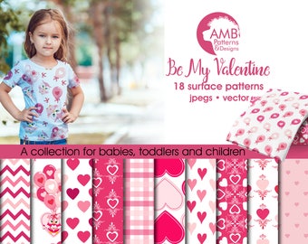 Valentine digital papers, Heart digital papers, Owl Digital Papers, Valentines Day papers, Commercial Use, AMB-1166