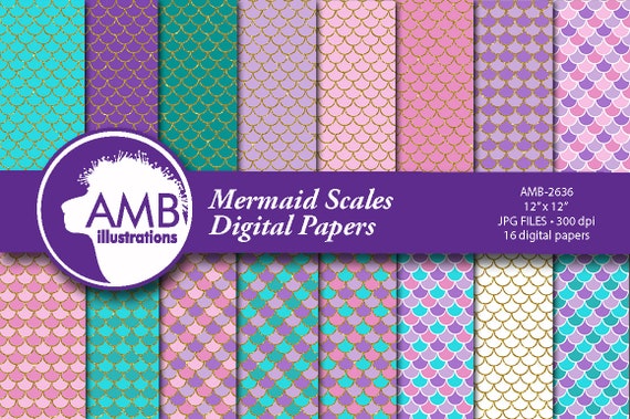 Download Mermaid Glitter Digital Papers, Nautical Papers, Ocean ...