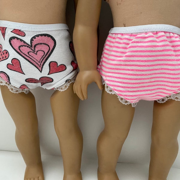 Knit Underwear for 18” American Girl Sized Dolls, 4 Fabrics to Choose From